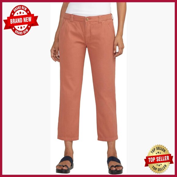 Cropped Chino Pants High Rise Tapered Fit Casual Work Weekend